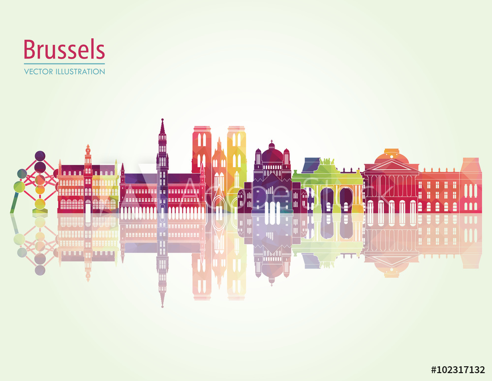 1000x775 Photo Art Print Brussels Skyline Detailed Silhouette Vector