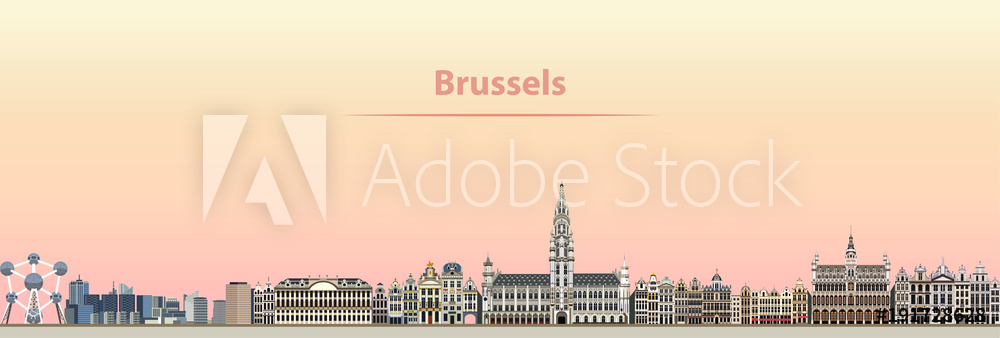 1000x338 Photo Art Print Vector Abstract Illustration Of Brussels City