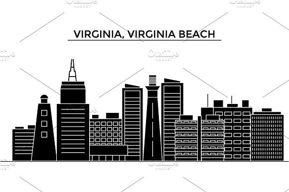 580x386 Usa, Virginia, Virginia Beach Architecture Vector City Skyline