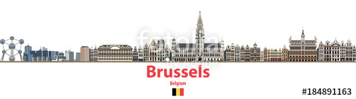 500x140 Vector City Skyline Of Brussels Flag Of Belgium Stock Image