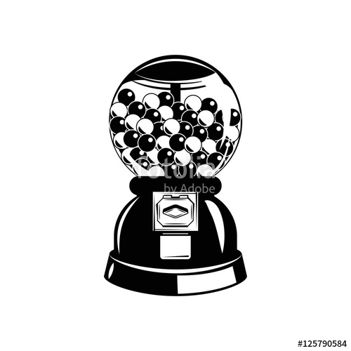 500x500 Gumball Machine Black And White Vector Illustration Stock