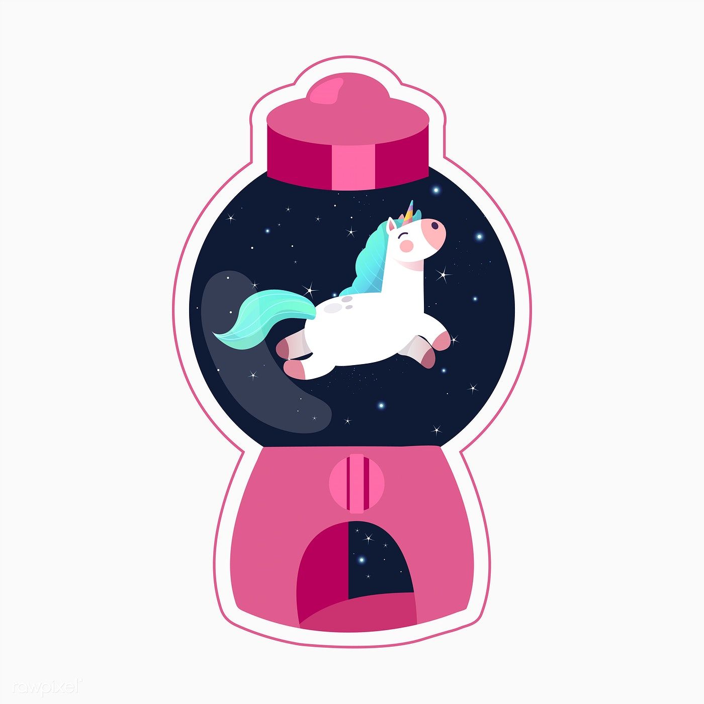 1400x1400 Unicorn In A Gumball Machine Vector Free Image