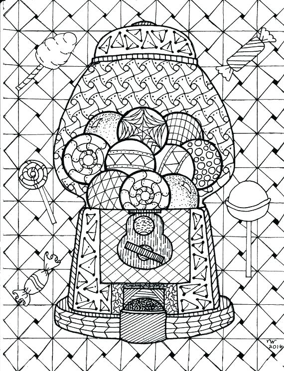 570x745 Bubble Gum Machine Coloring Page