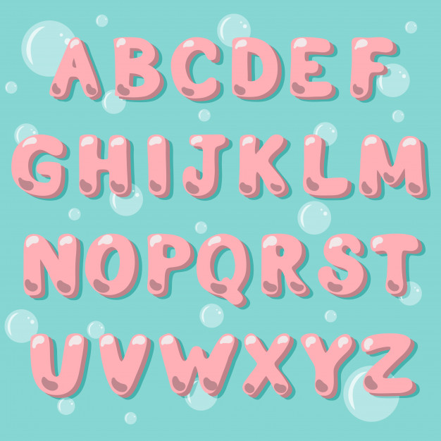 626x626 Catoon Vector Alphabet In A Bubble Gum Style Vector Premium