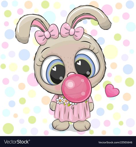 473x511 Cute Cartoon Rabbit With Bubble Gum Vector Image On Na Panely