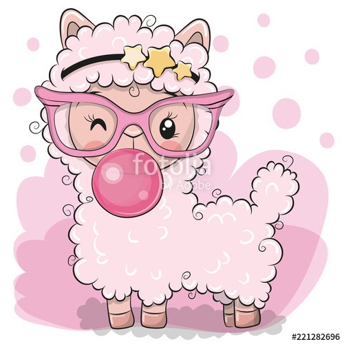500x500 Cute Pink Alpaca With Bubble Gum Stock Image And Royalty Free