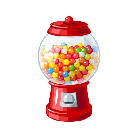 450x450 Transparent Round Glass Candy Dispenser With Colorful Bubble Gum
