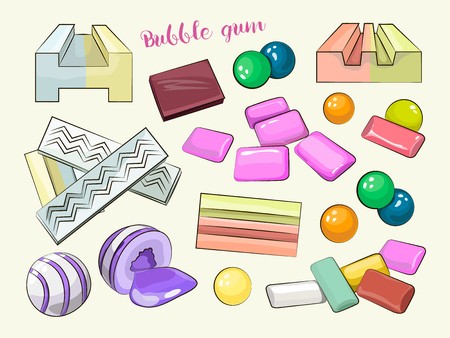 450x338 Bubble Gum Set Vector Illustration Royalty Free Vector Graphics