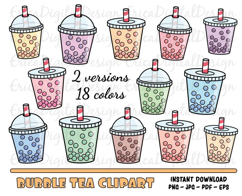 794x643 Bubble Tea Clipart Set Cute Boba Tea Clip Art Digital Cliparts Etsy