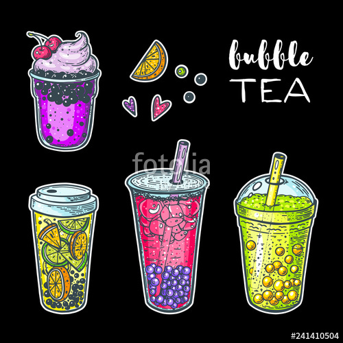 500x500 Bubble Tea Hand Drawn Illustration Cocktail Collection Bubble