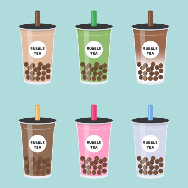626x626 Bubble Tea Or Pearl Milk Tea Set Vector Illustration Vector