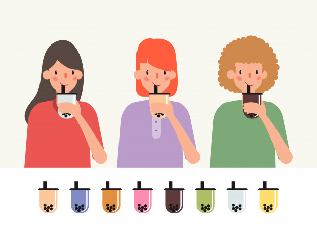 626x447 Young Man Drink Bubble Milk Tea Vector Premium Download