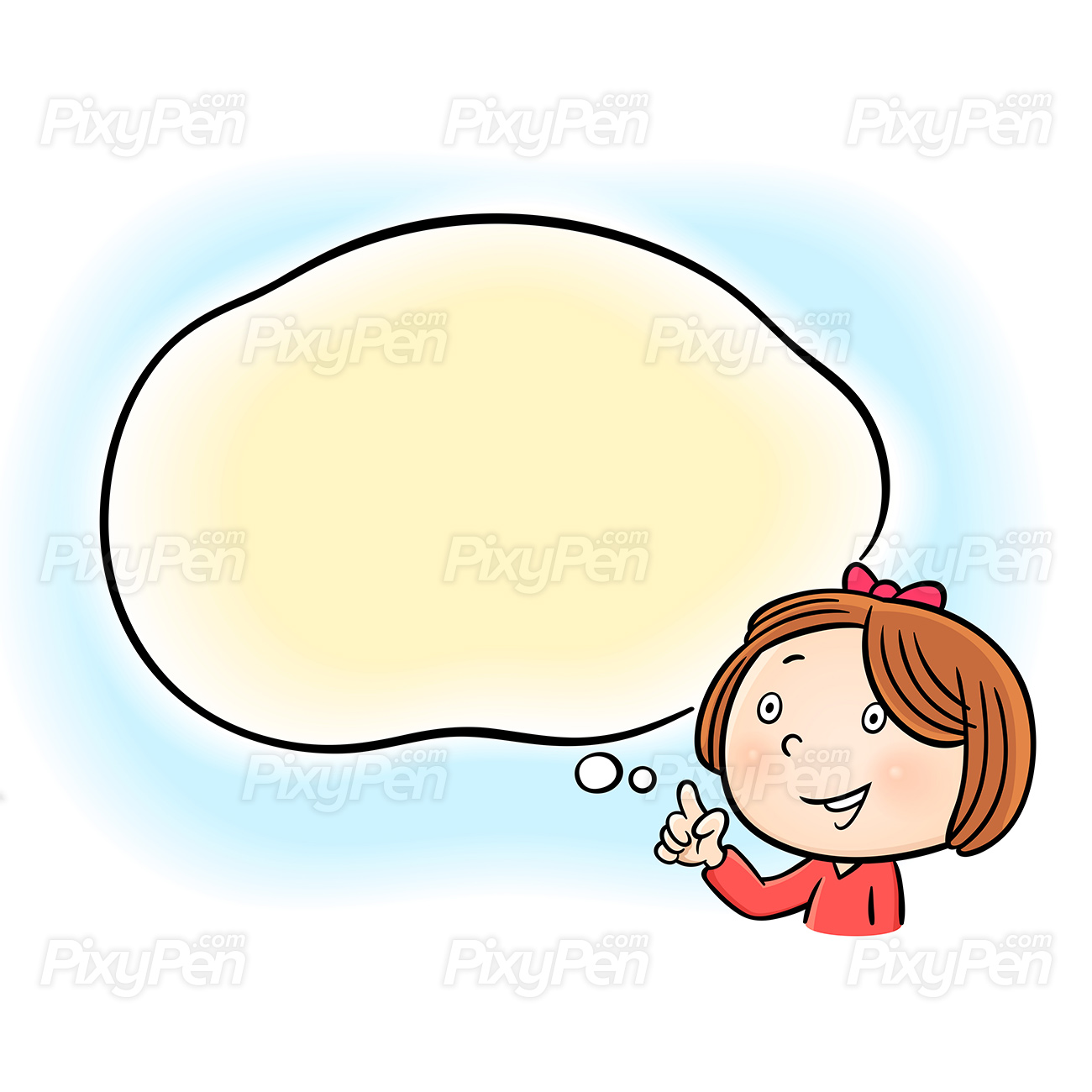 Happy Little Girl Pointing Speech Bubble 1300x1300 Happy Little Girl Pointing Speech Bubble