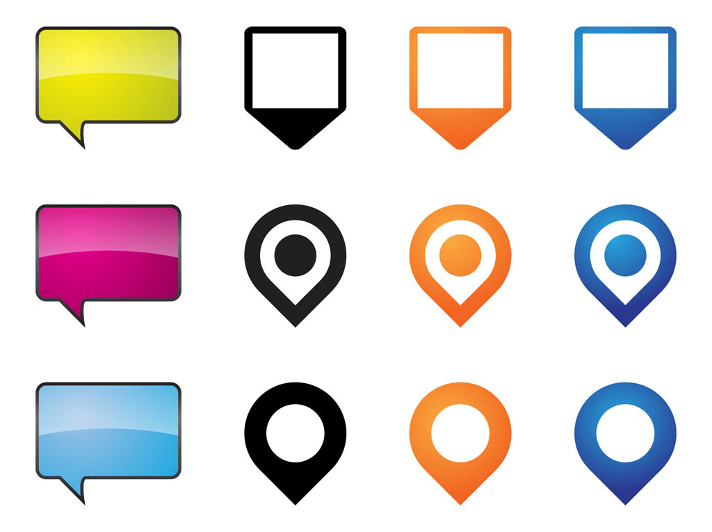 1024x765 Location Pointers And Speech Bubbles Vector Art Graphics