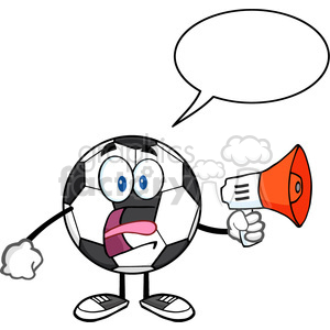 300x300 Soccer Ball Cartoon Mascot Character An Announcement Into