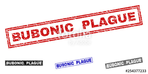 500x251 Grunge Bubonic Plague Rectangle Stamp Seals Isolated On A White