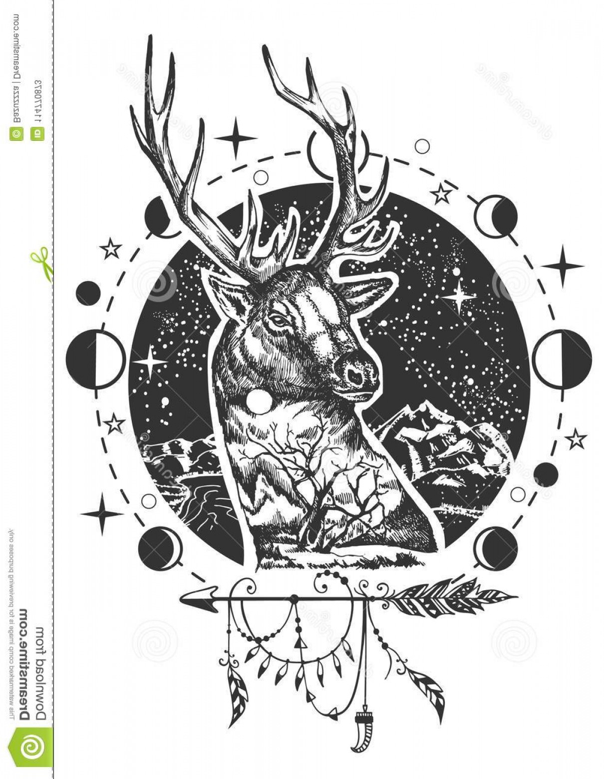 Vector Animal Tattoo T Shirt Print Design Deer Head Combined 1210x1560 Vector Animal Tattoo T Shirt Print Design Deer Head Combined