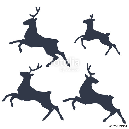 500x500 Jumping Christmas Deer Buck Vector Silhouette Set Baby Deer