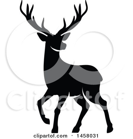 450x470 Clipart Of A Black And White Alert Buck Deer