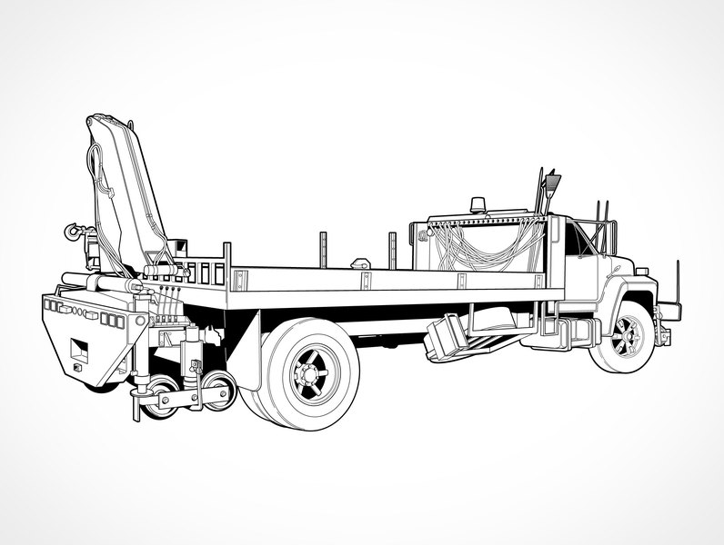 796x600 Free Vector Flatbed Truck With Boom Crane Clip Arts, Free Clipart