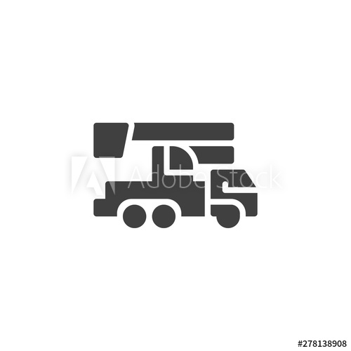 500x500 Service Truck Vector Icon Cherry Picker Filled Flat Sign