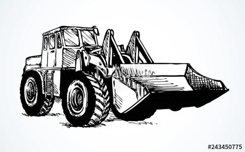 500x310 Tractor With Bucket Vector Drawing Stock Image And Royalty Free