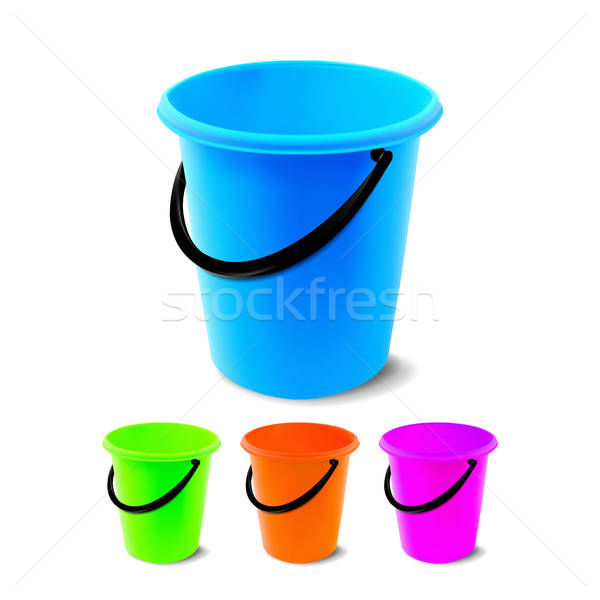 600x600 Plastic Bucket Vector Bucketful Different Colors Classic Jar