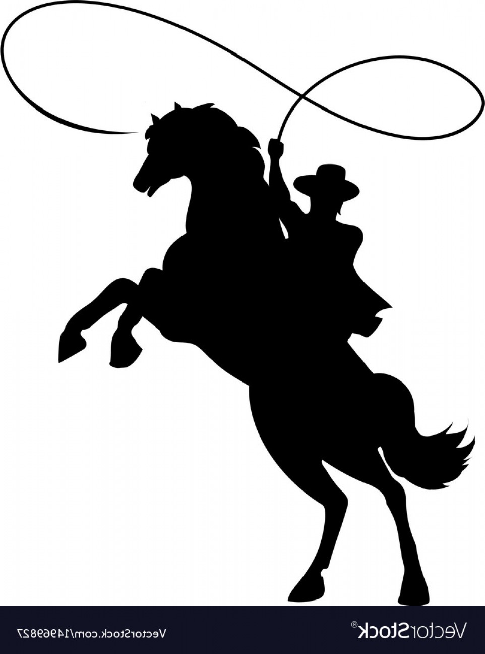 962x1296 Cowboy Silhouette With Lasso On Horse Vector Handandbeak