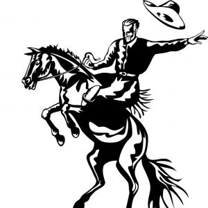 300x300 Illustration Of Rodeo Cowboy Riding Bucking Horse Bronco