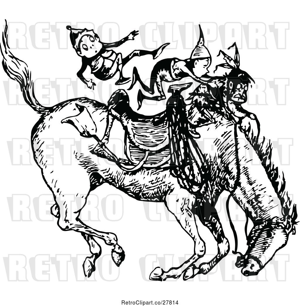 1024x1044 Vector Clip Art Of Retro Boys On A Bucking Horse