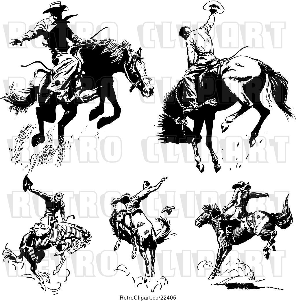 1024x1044 Vector Clip Art Of Rodeo Cowboys On Bucking Horses