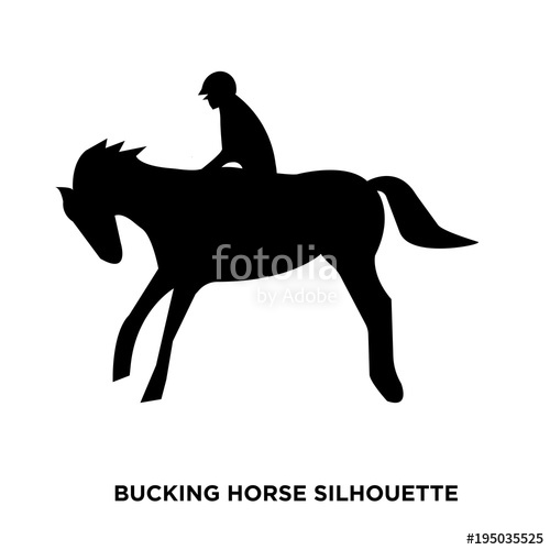 500x500 Bucking Horse Silhouette On White Background Stock Image
