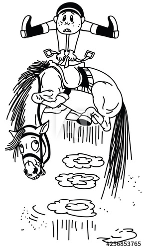 289x500 Cartoon Boy On A Bucking Horse Naughty Pony Throws Off A Rider