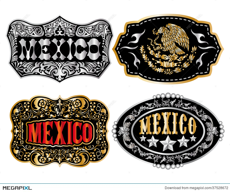 Mexico Cowboy Belt Buckle Vector Illustration 800x668 Mexico Cowboy Belt Buckle Vector Illustration