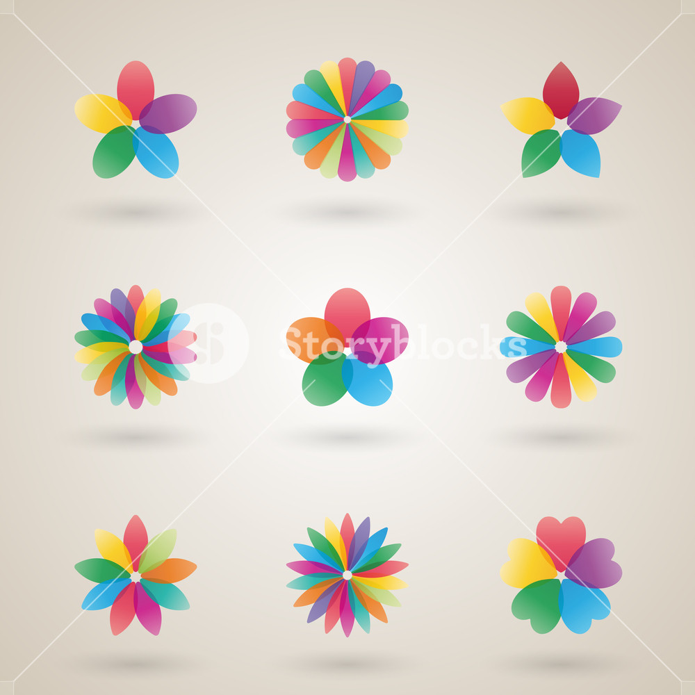 1000x1000 Set Of Logos Design Template A Flower Bud With Bright Petals