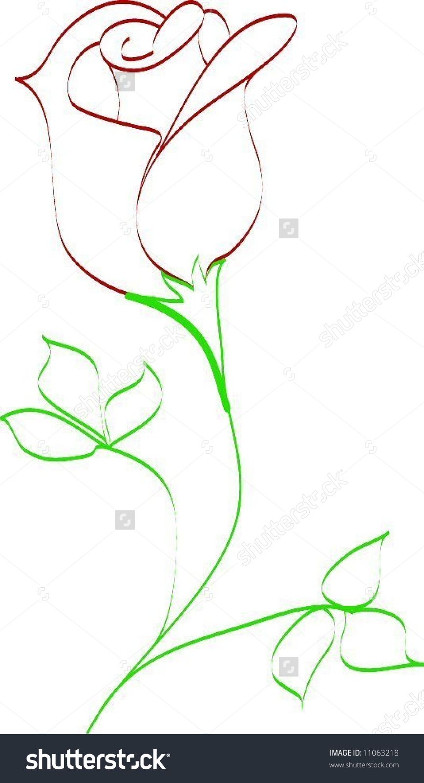 868x1600 Simple Line Drawing Of Rose Bud Stock Vector Illustration