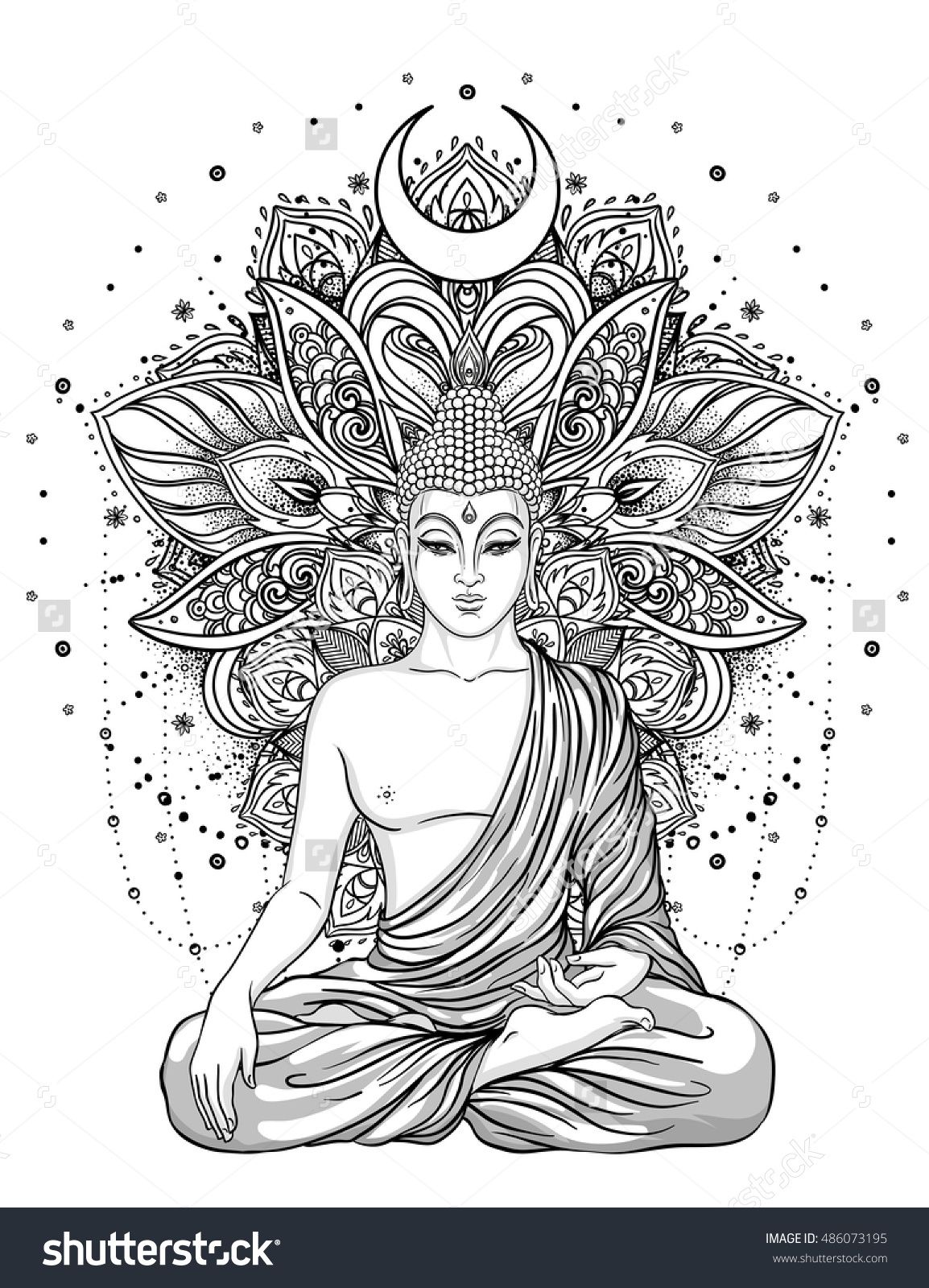 1154x1600 Sitting Buddha Statue Over Ornate Mandala Inspired Pattern