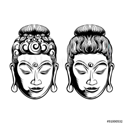 Head Of Buddha Vector Illustration Isolated On White 500x500 Head Of Buddha Vector Illustration Isolated On White