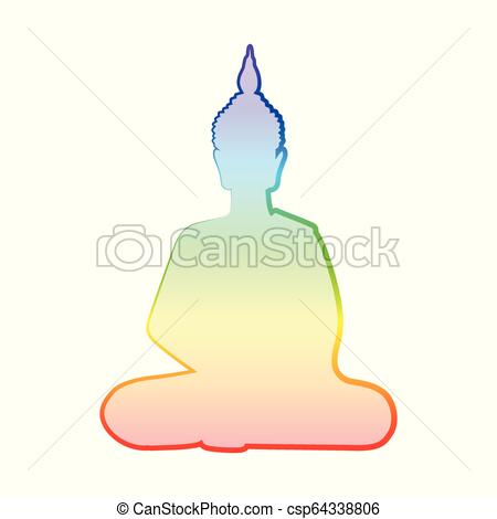 450x470 Buddha Silhouette In Rainbow Colors Vector Illustration