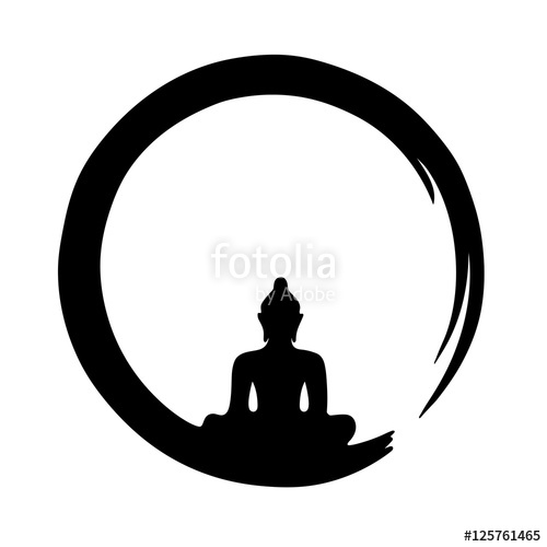 500x500 Buddha Silhouette Black Circle Zen Buddhism Vector Stock Image