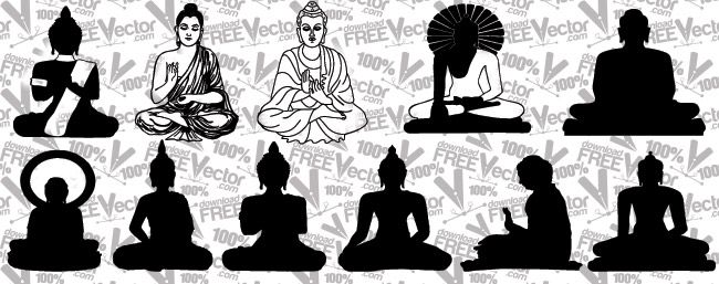 650x257 Buddha Silhouette Vector Free Download