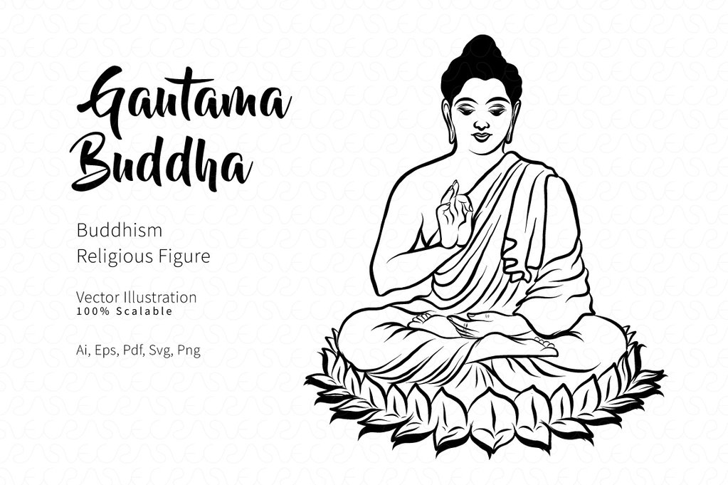 1023x681 Gautama Buddha Vector Illustration Vecras