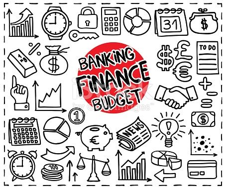 454x380 Doodle Finance, Banking And Budget Icons Set Freehand Drawn