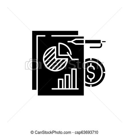 450x470 Financial Budget Black Icon, Vector Sign On Isolated Background