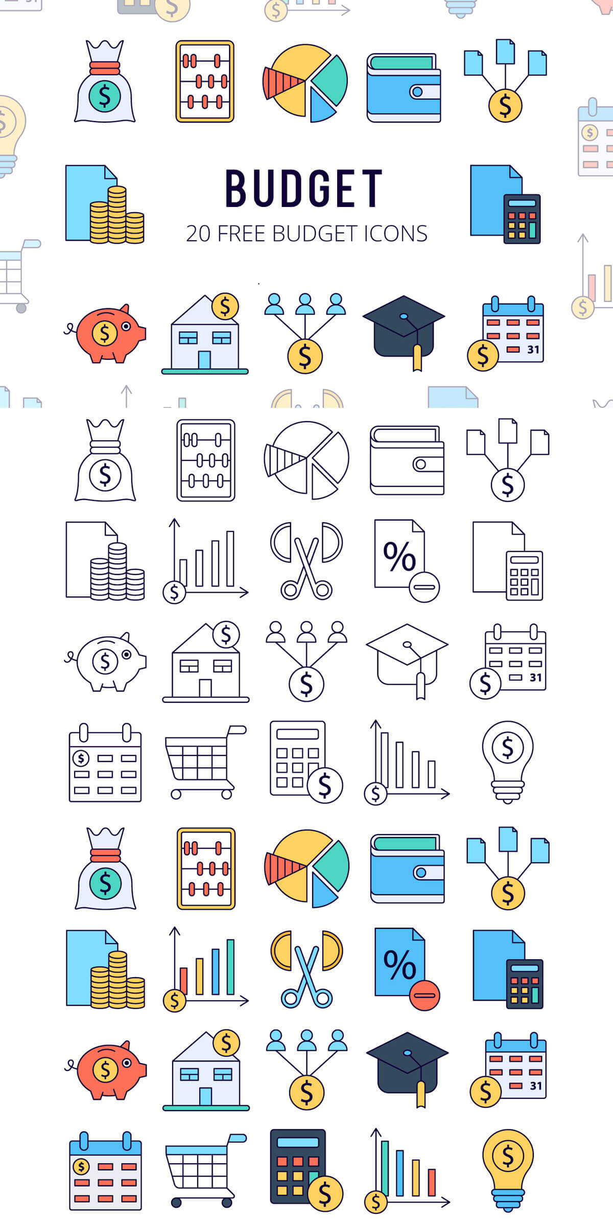 1200x2393 Free Budget Vector Icon Set