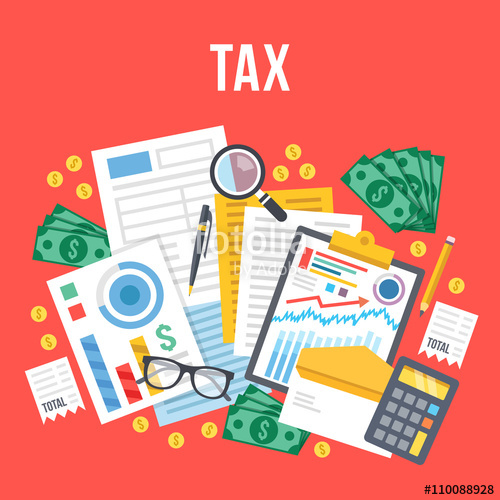 500x500 Tax Calculation, Budget Calculation, Accounting, Paperwork Concept