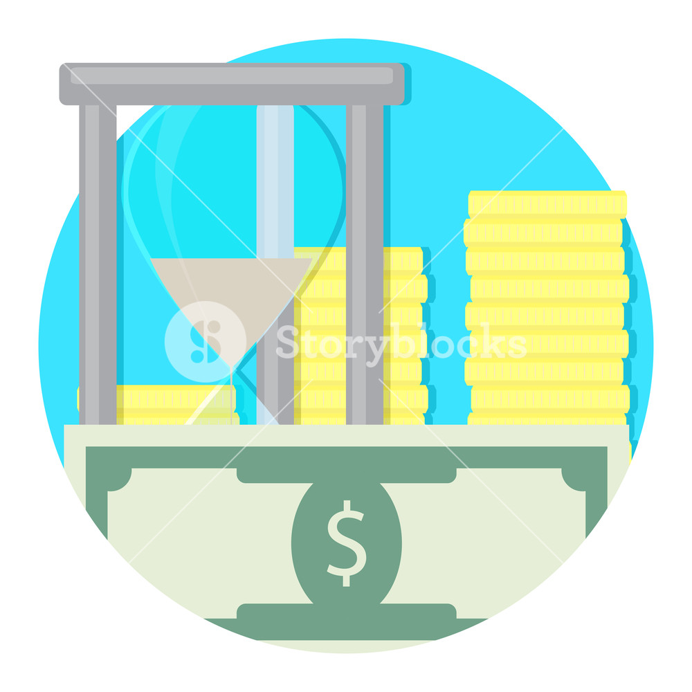 1000x1000 Time And Money Icon Salary Banknote, Budget Vector Illustration
