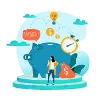 200x200 Vector Illustrations For Time Is Money Concept