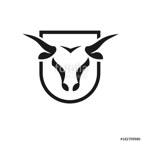 Bull Head Black Shield Vector Logo Concept Illustration, Buffalo 500x500 Bull Head Black Shield Vector Logo Concept Illustration, Buffalo