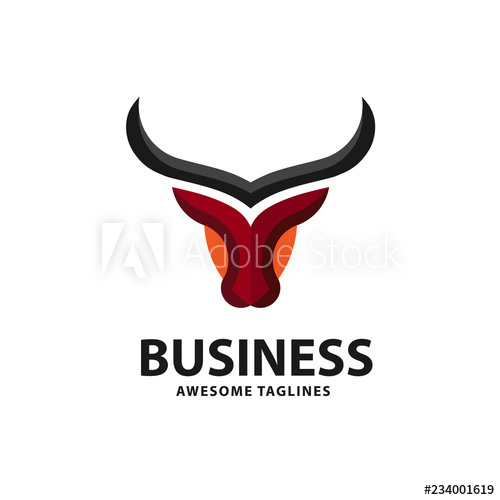 Abstract Simple Bull Head Vector Logo Concept Illustration 500x500 Abstract Simple Bull Head Vector Logo Concept Illustration
